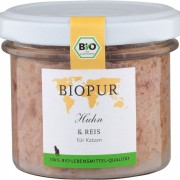 Bio Huhn & Reis 100g im GLAS (!!!) glutenfrei Katze Nassfutter Biopur